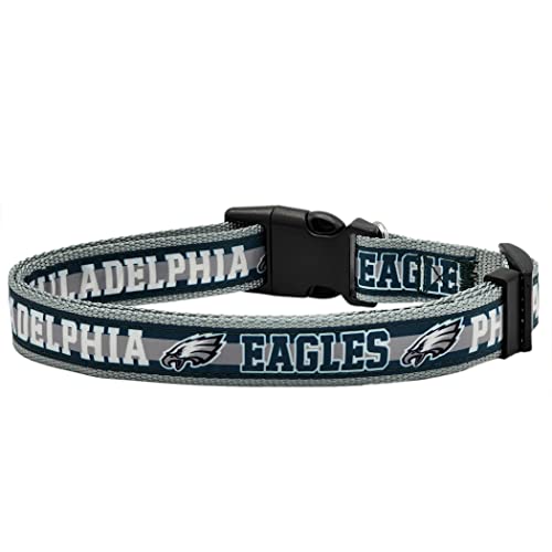 Pets First NFL Philadelphia Eagles Licensed PET COLLAR, Small - Heavy-Duty, Strong, and Durable Dog Collar. Available in 31 Football Teams and 4 Sizes - color: Philadelphia Eagles, size: Small
