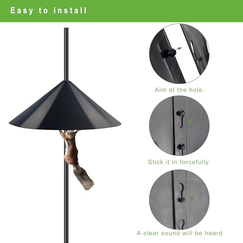 Squirrel Baffle for Bird Feeder Pole - 19 Inch for Shepherd’s Hook, Squirrel Proof Cone (1 Pack, Black) - color: Black