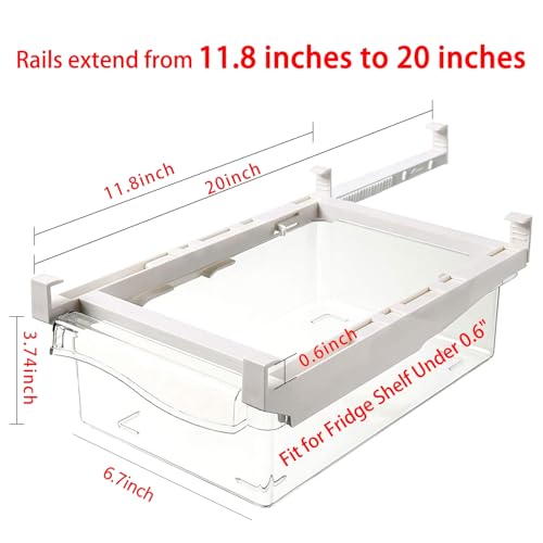 URALFA Fridge Drawer Organizer 2 Pack, Fridge Organizers and Storage | Deli Drawer for Refrigerator, Pull Out Fridge Under Shelf Drawer, Refrigerator Storage Containers for Fruit, Egg, Yogurt - color: 2 Pack Drawer