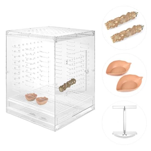 Clear Acrylic Bird Cage for Small Birds, Transparent Display Habitat for Canary, Parakeet - Easy to Clean & Assemble (18x20x24in) - size: 20.0"L x 18.0"W x 24.0"H
