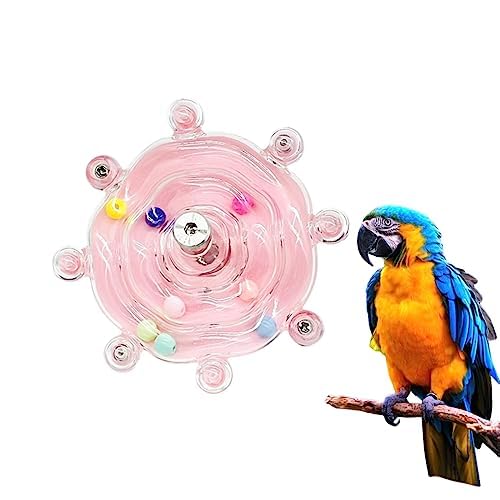 MANON ROSA Bird Toys for Parrots - Spinning Wheel Chew Toy with Rotating Plastic Spinner, Enrichment Puzzle Cage Activity for Parakeets, Conures & Cockatiels - color: 01 Pink