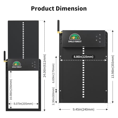 Smart Automatic Chicken Coop Door Solar Powered, WiFi App-Controlled, Door Status Display, 8000mAh Battery, Notifications, Sunrise Sunset Timer, Anti-Pinch Protection, Predator Proof Aluminum Alloy