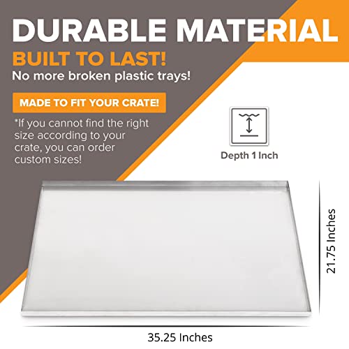 Pinnacle Systems (Galvanized, 35.25" L X 21.75" W X 1") Metal Replacement Dog Crate Pan Chew Proof Crack Proof Pet Kennel Tray Central Dog Crate Pan Pet Supplies - size: 35.3"L x 21.8"W x 1.0"H