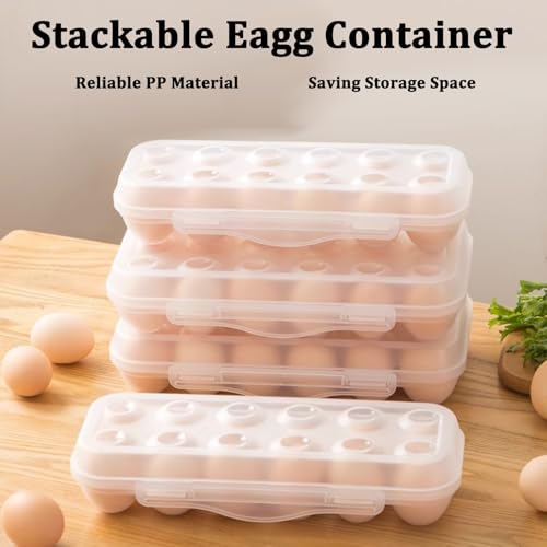18 Grid Egg Container for Camping, 2 Packs Refrigerator Egg Rack Holder Plastic Storage Box Organizer with Lid for Refrigerator Camping Hiking Outdoor Activities
