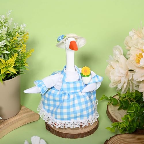 JcHrmers Gardener Desk Goose Outfits 7 Inch Mini Goose Hat Flower Pot Shovel Dress for Spring Magnetic Desk Goose Statue Decor