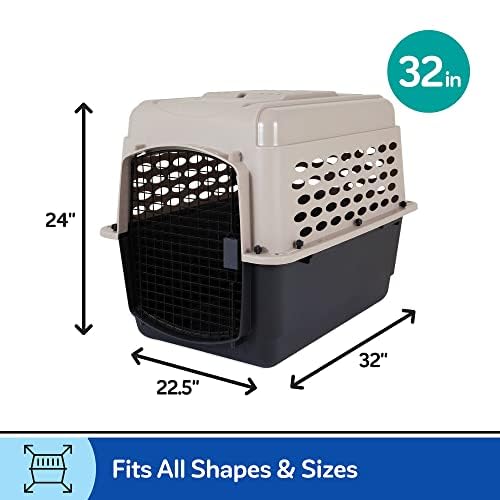 Petmate Vari Dog Kennel - Portable Dog Carriers & Crates for Medium Dogs, Airline-Friendly, Durable Plastic, Pet Carrier For Home and Travel, 32 Inches, Taupe and Black - size: 32.0"L x 22.5"W x 24.0"H