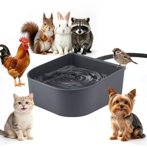 Heated Water Bowl for Cats, Outdoor Anti-Freeze Pet Thermal Bowls for Chickens Rabbits Birds, Hanging Small Dog Winter Warm Dish, Heating Bird Baths Feeder Bowl, Detachable Shell, Grey 1L - size: 1L(Grey)