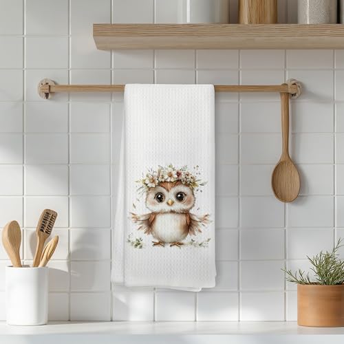 Floral Cute Owl Kitchen Towels, Owl Lover Gifts Dish Tea Towels for Kitchen Decor, Owls Decorative Dish Tea Towels, 16x24 Inch - color: 04color