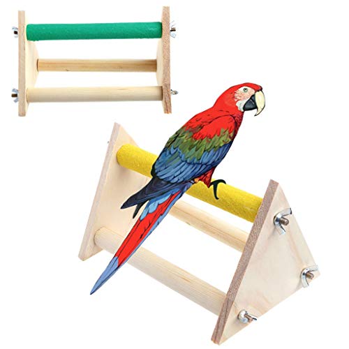 Litewoo Parrot Bird Wooden Perch Stand Play Toys Gym Bird Grinding Perch Table Platform for Small Cockatiels Conures Parakeets Finch