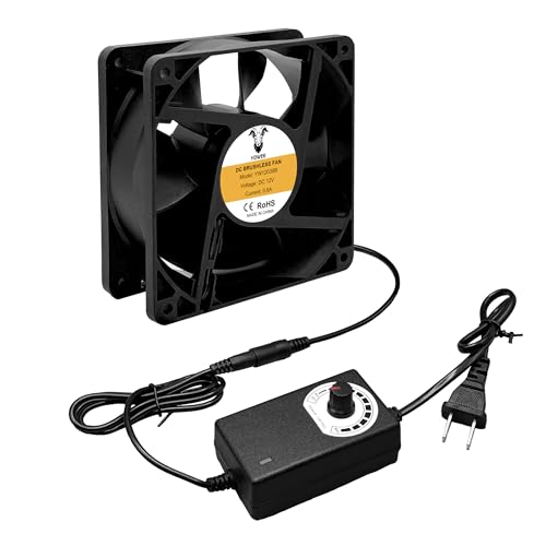 120mm x 38mm 12V Brushless Axial Cooling Fan Computer Fan | AC 100V-240V Speed Control,Ball Bearing,for Chassis Case Receiver Amplifier DVR PlayStation Xbox Cabinet Server Greenhouse - style: 4.72inx1.5in