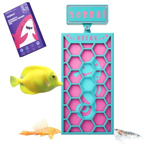 YOBBAI Magnetic Seaweed Feeder, Swinging Motion Nori Feeder, Seaweed Clip for Tangs Angels Freshwater and Shrimp Tanks (Blue & Pink) - color: BLUE & PINK