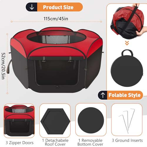 Chicken Brooder with Cover - Dual Door Collapsible Large Brooder Box for Chicks Starter Kit, Sturdy Baby Chicken Coop Chick Enclosure Tent, Chick Brooder Pen for Chick, Duck and Quail - color: Red - Chicken Brooder Playpen
