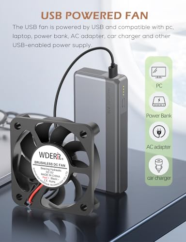 50mm x 10mm USB 5V Brushless Computer Case Cooling Fan with 3 Speeds Adjustable Mini 5010 Radiator Replacement Welding Helmet Aquarium Router Cooler 2-Pack - size: 5010 USB
