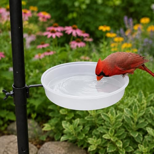 2 Pack Plastic Bird Water Bowls - 7.08 Inch Bird Bath Bowl Replacement, Water Tray Dish for Outdoor Use, Perfect for Birdfeeder & Birdbath Combo - color: White