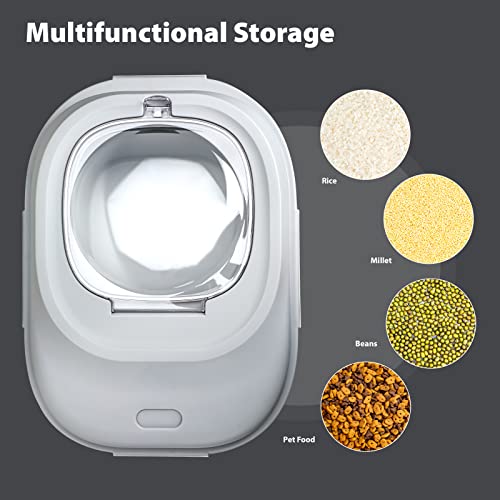 Viretec Cereal Rice Storage Containers, 20 to 50Lbs Collapsible Dry Food Dispenser Bins with Airtight Flip Lid Rolling Wheel, Kitchen Pantry to Store Sugar Flour, Dog Pet Cat Food Holder Container - color: White