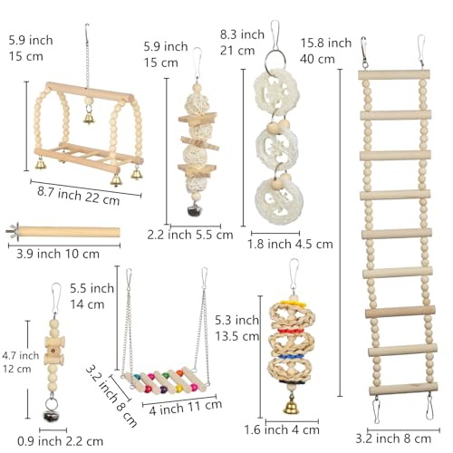 Bird Parrot Swing Toys Chewing Standing Hanging Perch Hammock Climbing Ladder for Cockatiel Parakeet