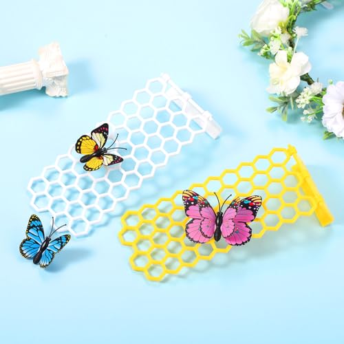 2PCS Floating Bee Ladders, Beehive-Shaped Floating Bee Island for Drinking, Butterfly Bee Waterer Ladder for Bee Watering Station Pool, Wild Bee Bird Bath Feeding Equipment (Yellow, White)