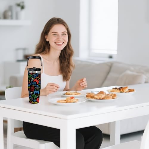 Game Gift for Boys Girls - 30oz Stainless Steel Insulated Tumbler with Top Handle, Leak-Proof Tumbler for Gamer, Games Travel Coffee Mug for School Travel, Game Lover Christmas Gifts Cup(1pc) - color: Game2