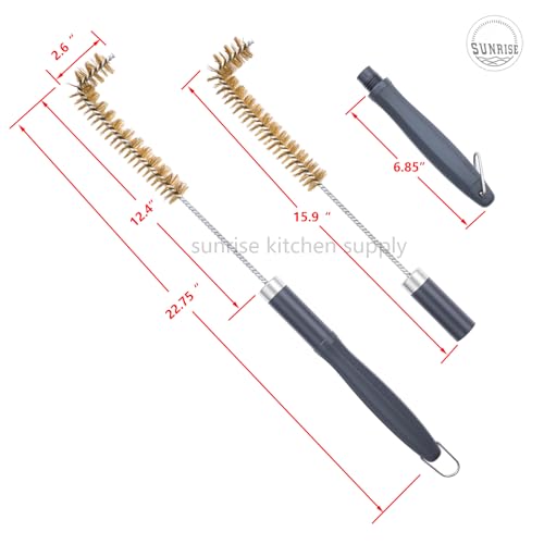 SUNRISE Fryer Brush with Long Handle (Brass with Plastic Handle, L and Double Brush) - color: Brass With Plastic Handle, size: L and Double Brush