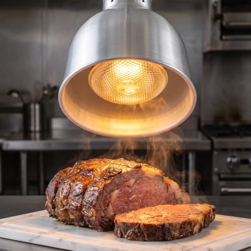 KOUDA Single Bulb Food Heat Lamp Restaurant Food Warmer Light Portable Heating Lamps (Single Arm) Silver