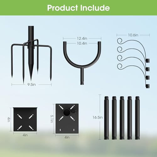 Bird Feeder Pole,Adjustable 47"-108" Heavy Duty Bird House Pole,Upgraded U-Shape Platform,4 Shepherd Hooks for Outdoor Garden & Yard - style: No Squirrel Proof & Tray