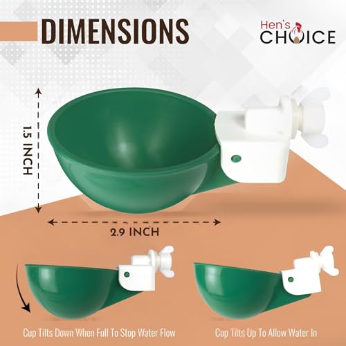 Hen's Choice™ - Large Automatic Chicken Waterer Cups, Poultry Water Kit (Green, 5) - color: Green, size: 5