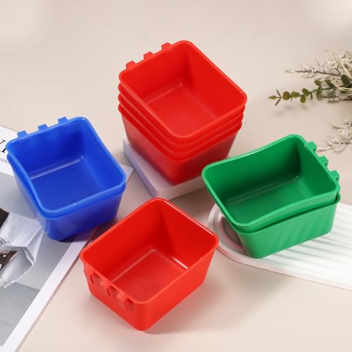 Cage Cups, 4.9x3.7x2.4 Inch Parakeet Feeder Bird Cage Accessories Hanging Food Water Dispenser, (Green, 6 Pcs), Intended for Pet/Pigeon/Parrot/Chicken - color: Green