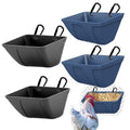 mozoba Hanging Chicken Feeder Trough for Goat Sheep Deer Poultry Duck Chicken Fence Feeder Livestock Feeding Container Goats Supplies Feeders Waterer Bucket (Black and Blue) - color: Black and Blue