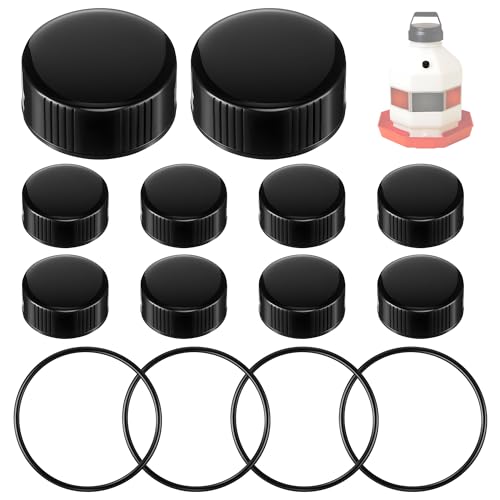 Poultry Fountain Renewal Waterer Part, 10 Replacement Cap,4 O Ring,Black | Compatible with Miller PPF3/PPF5/PPF7,Compatible with Farm-Tuff 3/5/7 Gallon Poultry Founts - color: Black