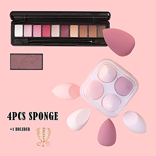 Makeup Sponges Set - Beauty sponges Blending Blenders with 1 Holder and Egg Case, Flawless for Cream, Powder and Liquid (Pink, 4Pcs+1Holder+ case) - color: Pink, size: 1 Count (Pack of 5)
