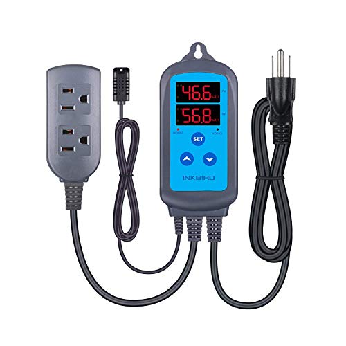 Humidity Controller IHC200 Inkbird Humidistat Mushroom Greenhouse Pre Wired Outlet Dual Stage Humidifier Dehumidifier.