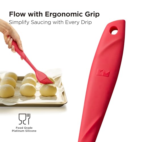 Kitchen Mama WaltzGrip Platinum Silicone Basting Pastry Brush, Red | Heat-Resistant, For Cooking, Baking, Grilling, Spreading Oil or Butter, Dishwasher-Safe - color: Red