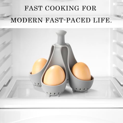 Silicone Egg Boiler Rack for Making Soft or Hard Boiled Eggs, Storage and Egg Rack, Holds 4 Eggs, Kitchen Egg Boiler Gadget