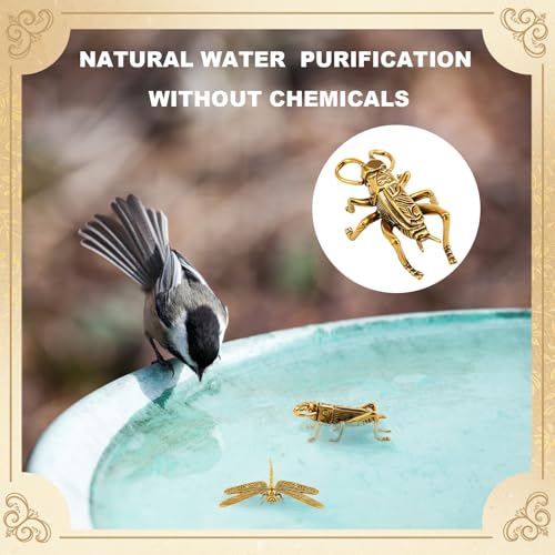 4 Pcs Mini Bird Bath Copper Ornaments Bird Bath Purification Disk Birdbath Cleaner Single 1 oz Weight Universal Fit for Outdoor Birdbaths, Bowl(Butterfly, Cricket, Bee, Dragonfly) - style: Butterfly, Cricket, Bee, Dragonfly