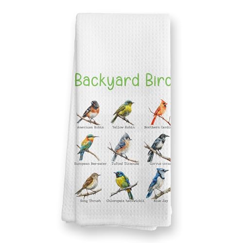 Backyard Bird Kitchen Towels, Gifts for Bird Lovers Watchers Women Men Dish Tea Towels for Kitchen, Birding Gifts Decorative Hand Towels for Bathroom, 16x24 Inches，C134-MJ-ZH