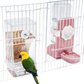 Lemtrflo No Mess Bird Feeder Water Dispenser Set, Automatic Bird Feeder | Parrot, Parakeet Cage Accessories - color: pink