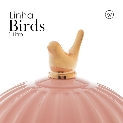WOLFF - Bird Thermal Coffee Carafe - Hot or Cold Drinks, Plastic Exterior and Glass Insulation Lining Flask Coffee Dispenser, Thermal Bottle for Beverages, Tea and Water Pitcher- Pink, 34floz/1L - color: Pink