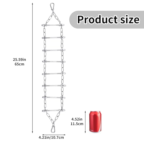 Bird Ladder Bridge, Stainless Steel Hanging Exercise Toy,Cockatiel Toys for Inside Cage, Rustproof & Bite-Proof Metal Ladder for Macaws, Cockatoos, Parakeet, Cockatiel