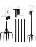 Bird Feeder Pole, 76Inch Heavy Duty Stand with 1-Inch Diameter, Outdoor Bird House Pole Mount for Hanging Feeders (Black, 76in-kit)