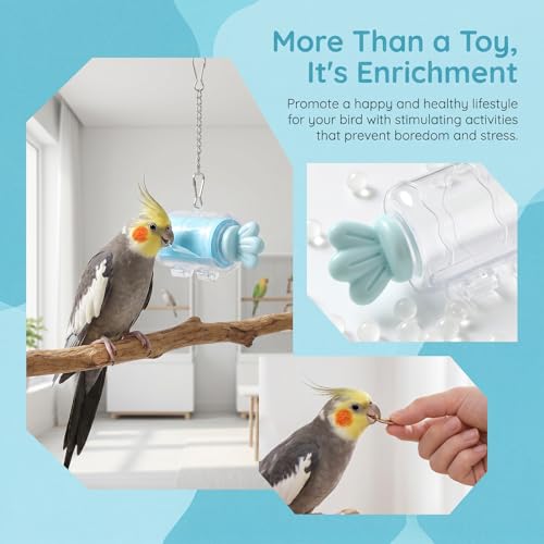 Bird Shredding Toys for Parrots,Parrot Rolling Paper Play Toy with Hanging Chain with Tissue Refill Packs,Interactive Chewing Accessory for Parakeet Cockatiel & Medium Parrot Cage Use (Blue+3Tissues) - color: Blue+3Tissues