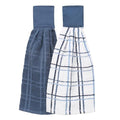 Ritz Premium 100% Cotton Solid and Multi Check Kitchen Tie Towel, Absorbent, Super Soft, and Fast Drying Hang Towel, Set of Two, Federal Blue - color: Federal Blue, size: Solid & Multi Check - 2 Piece
