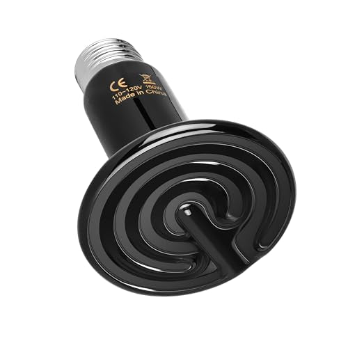 Simple Deluxe 150W Ceramic Heat Emitter, Reptile Heat Lamp No Light Emitting Heat Bulbs for Amphibian Terrarium, Bearded Dragon Lizard Snake Turtle, Brooder Coop Incubating Chicken - size: 150 Watts, style: D-75mm-1 Pcs