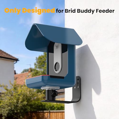 Wall Mount Bracket Designed for BirdBuddy Pro1 /2 Smart Feeder – Durable Metal Heavy Duty Mount Stand for Wall Fences Poles Post, Weather-Proof Outdoor Feeder Accessory, Black