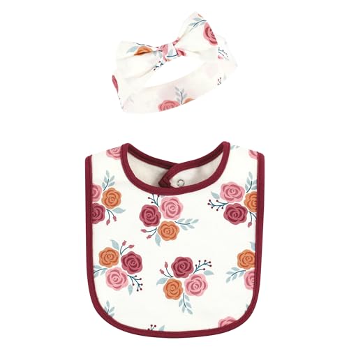 Hudson Baby Unisex Baby Cotton Bib and Headband Set - color: Pink Cutest Pumpkin, size: One Size