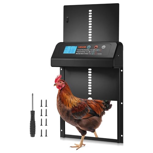 VEVOR Automatic Chicken Coop Door, Battery Powered Chicken Coop Door with Timer & Manual Setting, Anti-Pinch Security, Durable Aluminum Alloy, Auto Chick Run Gate Opener with Waterproof Sealing, Black - color: Black, size: 13.8"L x 9.8"W x 2.9"H