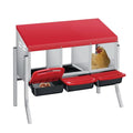 3 Hole Chicken Nesting Boxes, Weatherproof Galvanized Steel Chicken Egg Laying Box with Automatic Rollout Egg Collection, 2-in-1 Handle Perch, Easy Clean & Quick Assemble for Chicken Coop - color: Red, size: 3 holes with legs