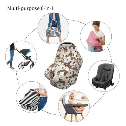 Western Cowboy Cactus Baby Stuff Car Seat Cover for Baby,Mom Nursing Breastfeeding Covers,Multi-Use Car Seat Canopy Carrier Cover,Stroller Cover Newborn Shower Gift for Boys Girls - color: Western Cowboy Cactus