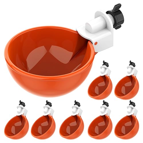 Lil'Clucker Large Automatic Chicken Waterer Cups | Chicken Water Feeder Suitable for Chicks, Duck, Goose, Turkey and Bunny | Poultry Water Feeder Kit (Orange, 8-Pack) - size: 8-Pack