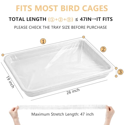 Disposable Bird Cage Liners, Clear Plastic 50 Pcs Birdcage Tray Liner Bags 26" x 18", Bird Cage Accessories Universal Film for Parakeets, Parrots, Finches, Canaries, Cockatiels - size: 26" x 18"