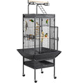 Yaheetech 61" Playtop Parrot Bird Cage with Rolling Stand, Wrought Iron Parrot Cage for Cockatiels Quaker Conure Parakeet Lovebird Finch Canary, Black - color: Black